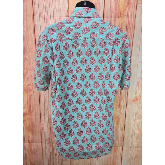 Deepti S.C. Mens Turquoise Floral Print Shirt XL NWT NEW - Picture 2 of 9